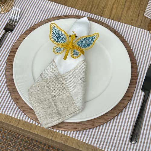 Individual a Rayas blanco y tostado – 100% cotton