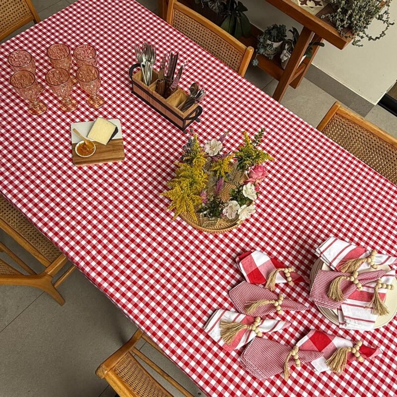 Mantel Picnic Cuadros Rojos chicos - 100% Cotton