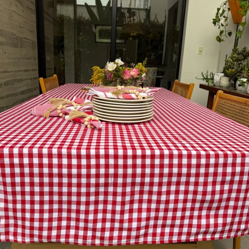 Mantel Picnic Cuadros Rojos chicos - 100% Cotton