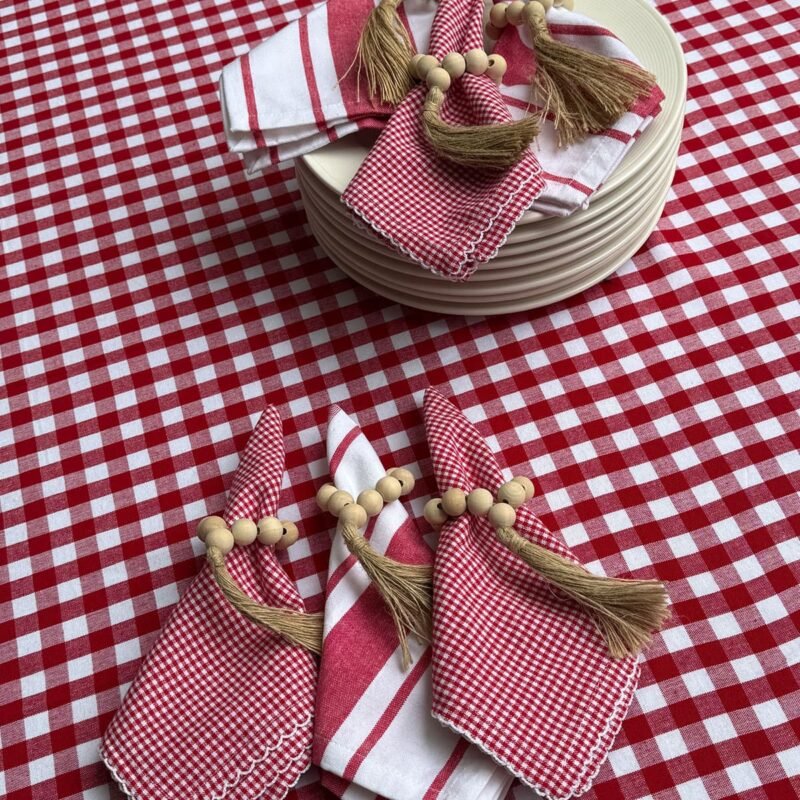 Mantel Picnic Cuadros Rojos chicos - 100% Cotton