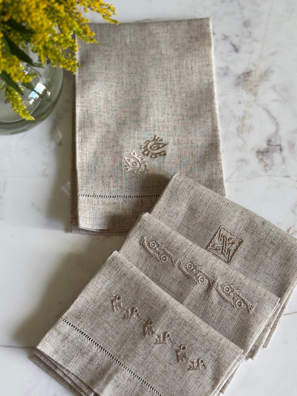 Toalla de manos avena/ Sello beige