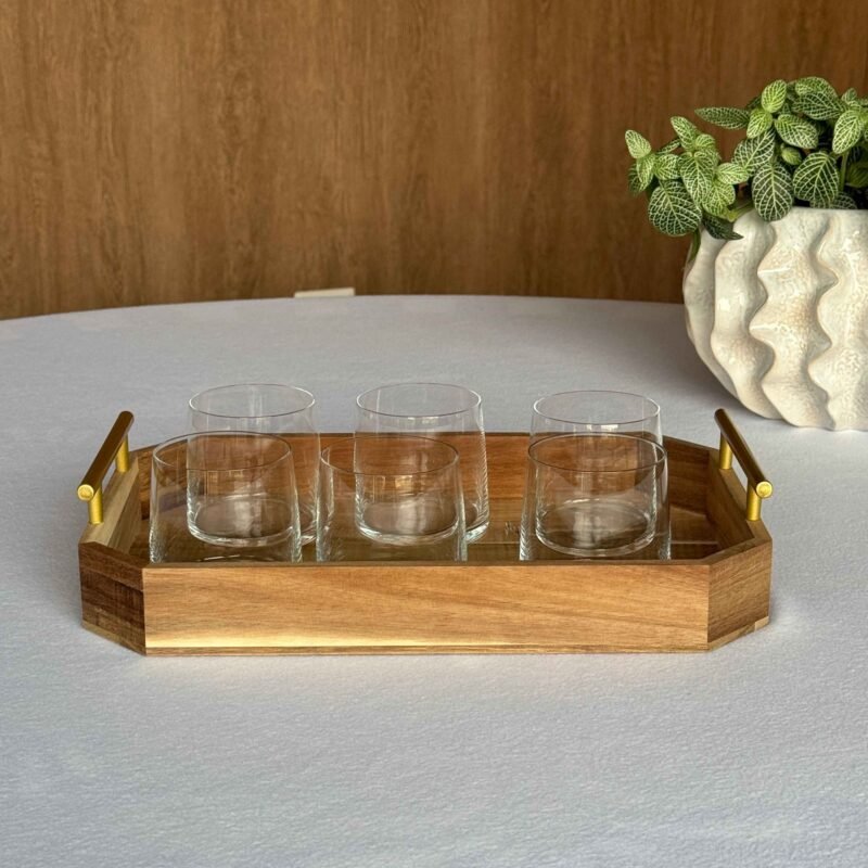 Bandeja Hexagonal + Caja de vasos Double rock Allure