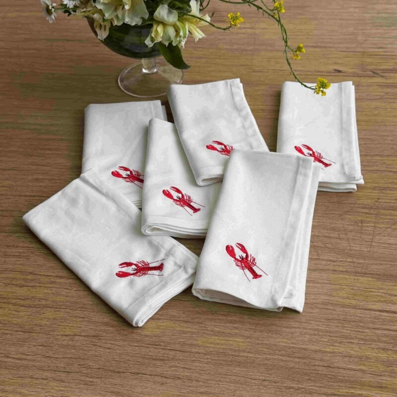 Set de 6 servilletas de algodón “Lobster”