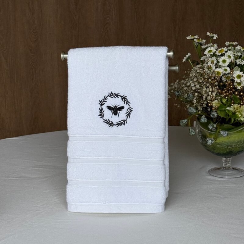 Toalla de mano bordado Abeja Negro