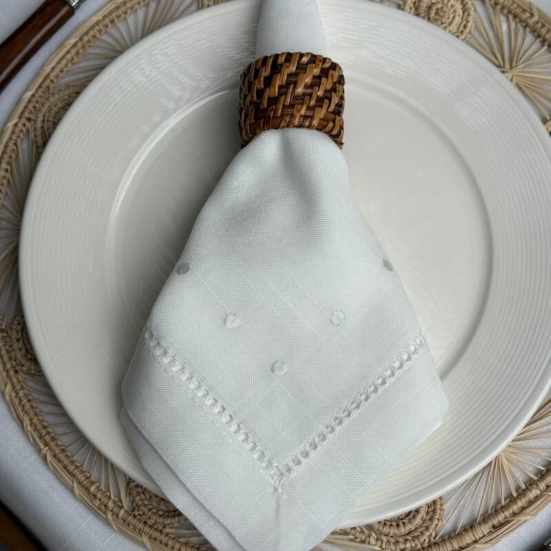 Servilleta Polka blanco sobre Blanco