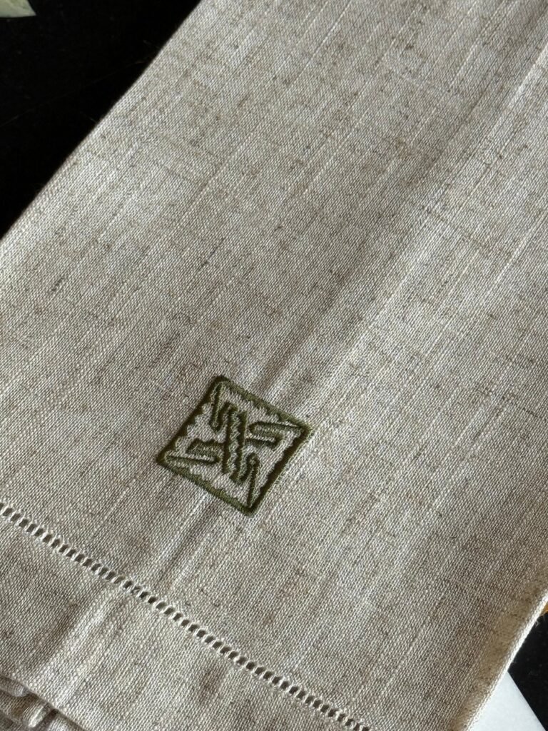 Toalla de manos avena/ Sello verde