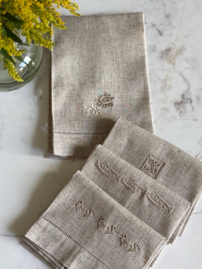 Toalla de manos avena/ Sello beige