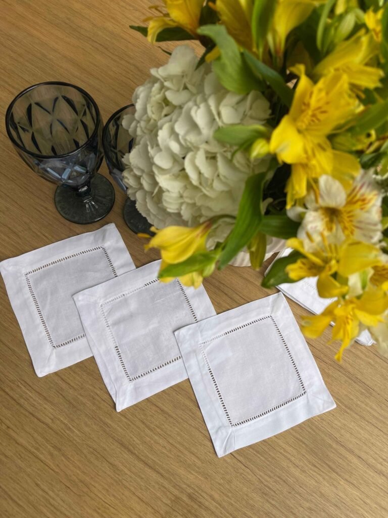 Set de 6 posavasos de lino blanco (Gift box)