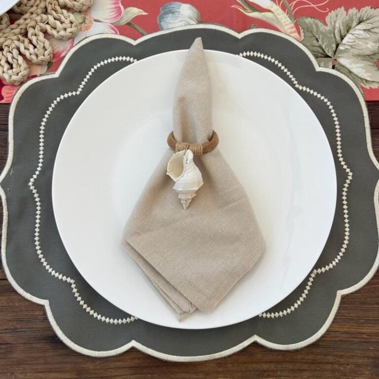 Servilleta beige de algodón