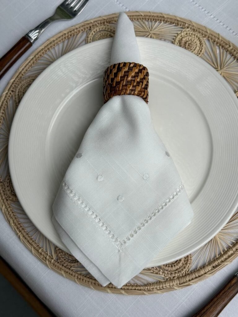 Servilleta Polka blanco sobre Blanco