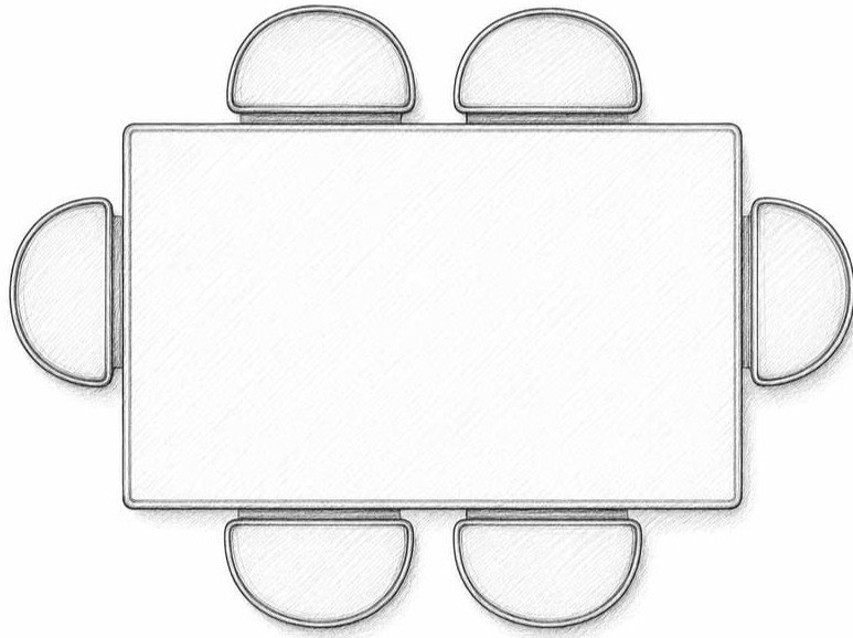 Mesa rectangular de 6