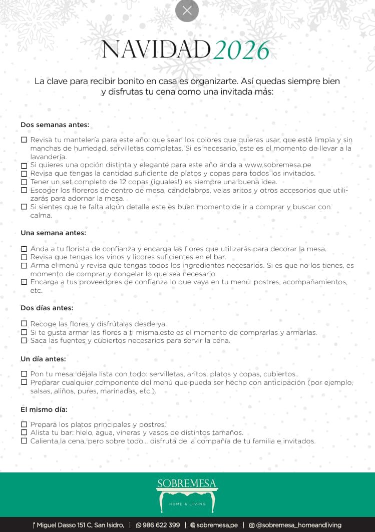 Checklist Navidad 2026
